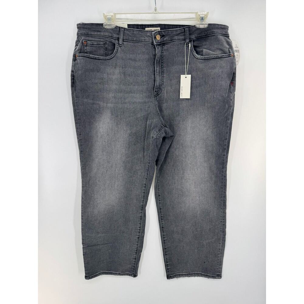 LFZ Warp + Weft Women Jeans Silver Birch 22X28 High Rise Relax Straight Zip NWT